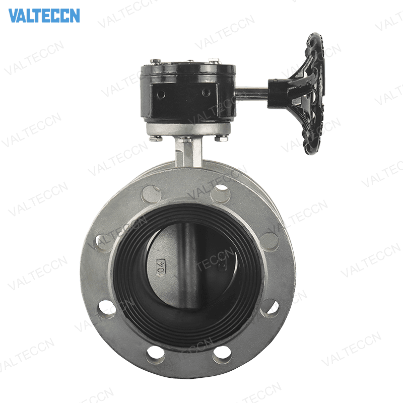 Double Flanged Stainless steel butterfly valve with worm gear